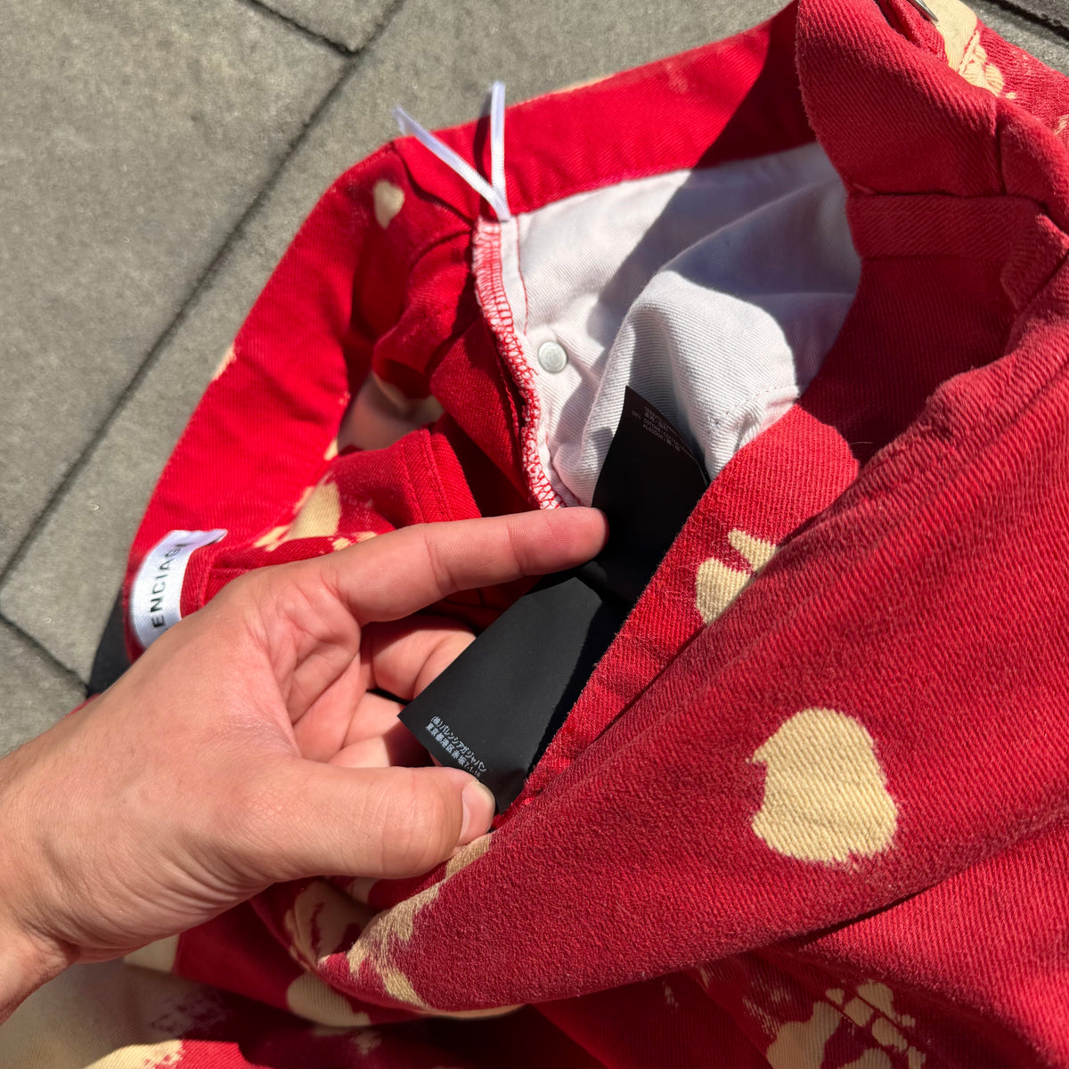 SS18 Balenciaga Red Bleached Convertible Denim