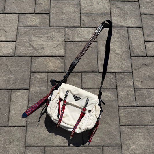 2018 Prada Studded ‘New Vela’ Messenger Bag’