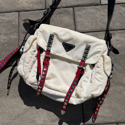 2018 Prada Studded ‘New Vela’ Messenger Bag’