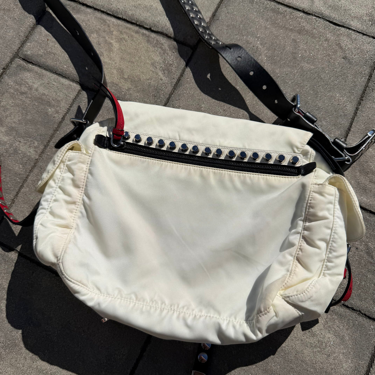 2018 Prada Studded ‘New Vela’ Messenger Bag’