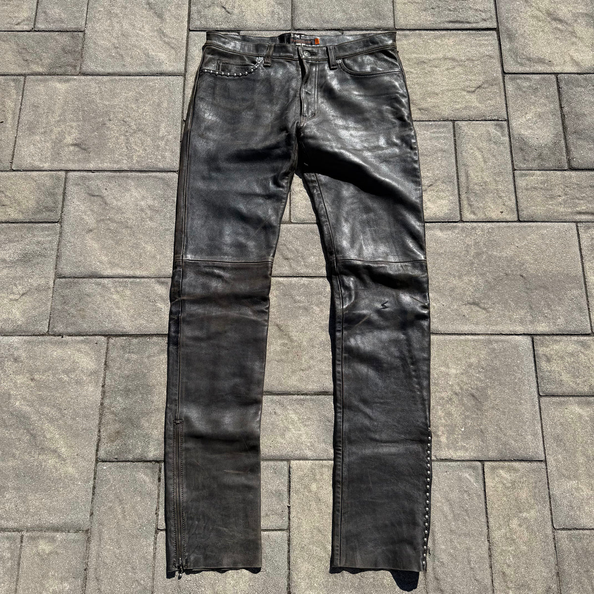 AW05 Undercover Lamb Leather Studded Pants