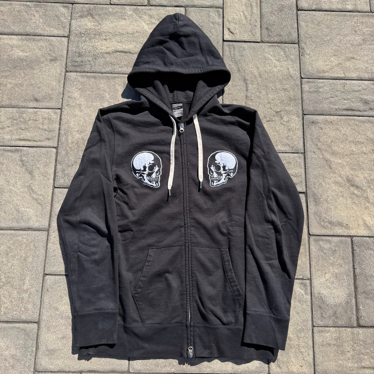 Number Nine Black Double Skull Zip Up Hoodie