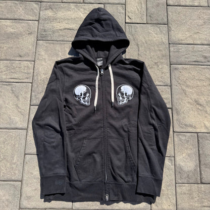 Number Nine Black Double Skull Zip Up Hoodie