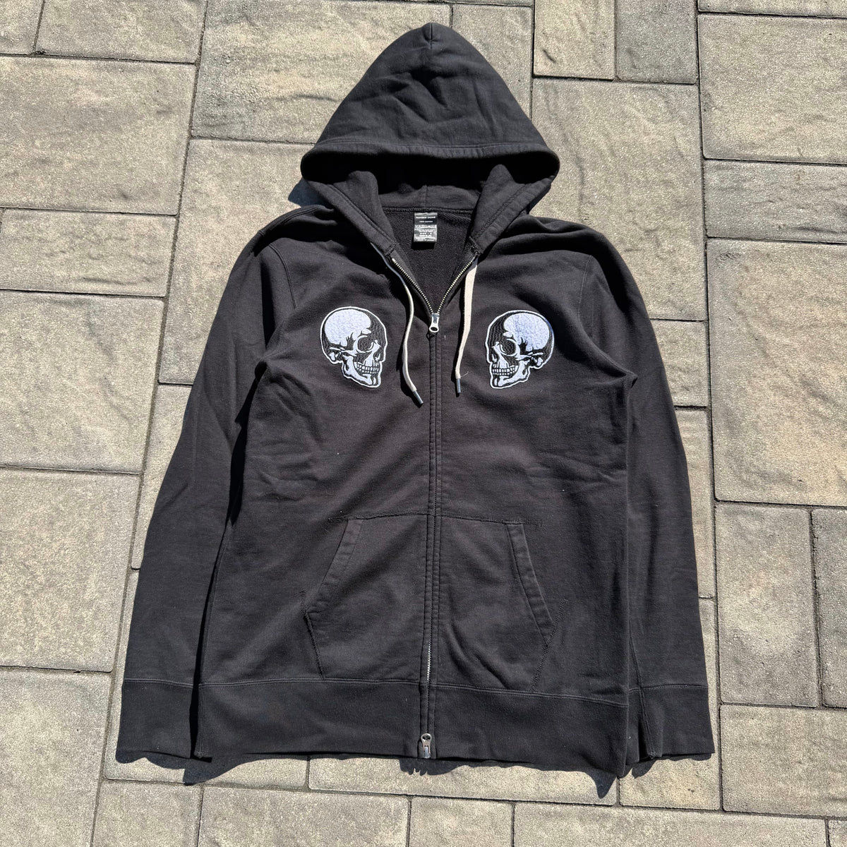 Number Nine Black Double Skull Zip Up Hoodie