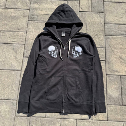Number Nine Black Double Skull Zip Up Hoodie