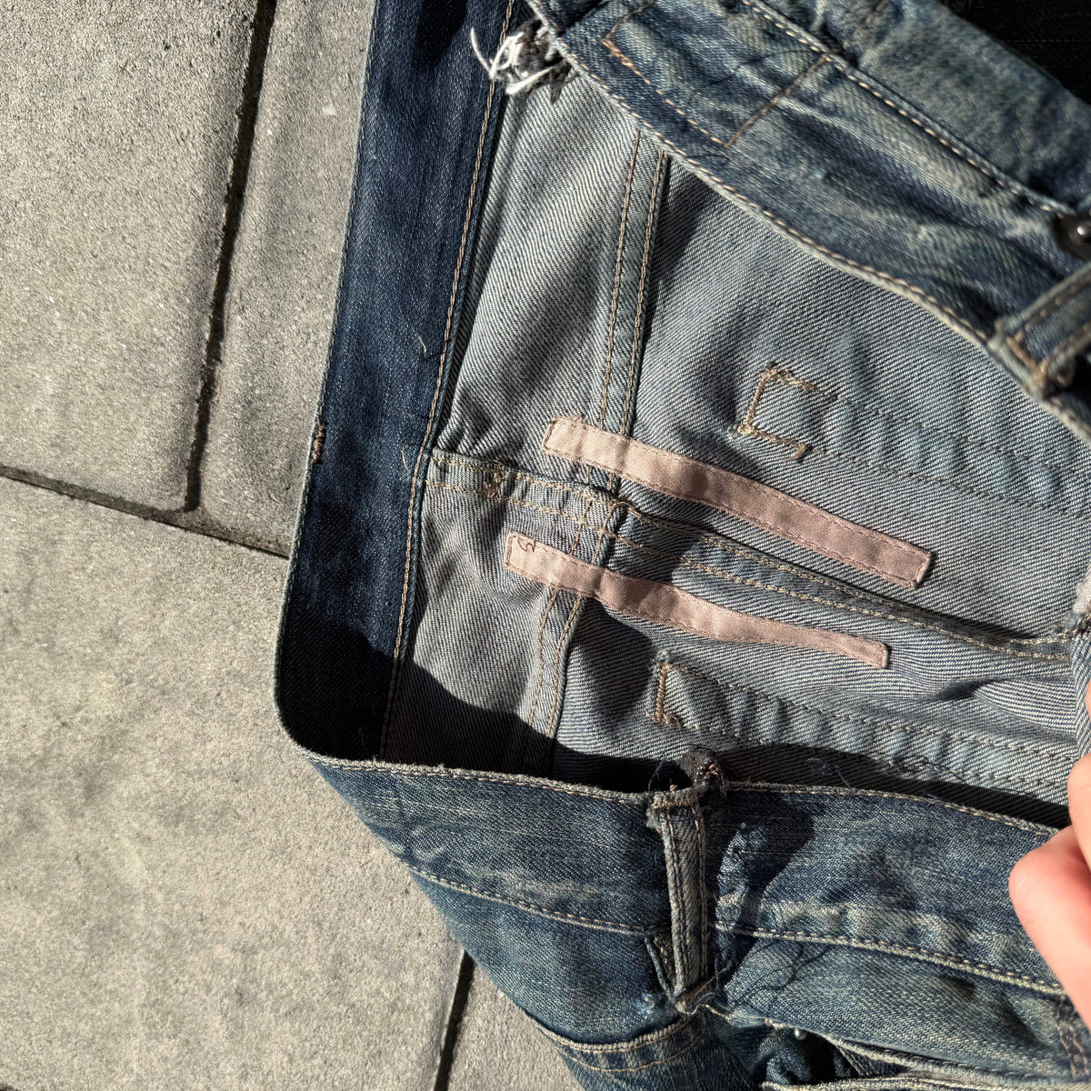 SS09 Rick Owens Dirty Blue Banana Cut Denim