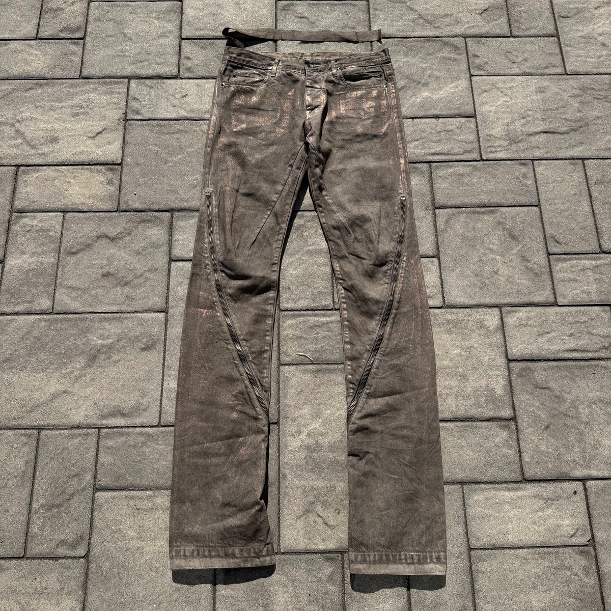 SS09 Rick Owens Gold Wax Banana Cut Denim