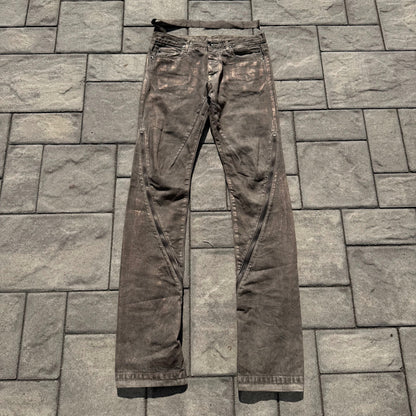 SS09 Rick Owens Gold Wax Banana Cut Denim