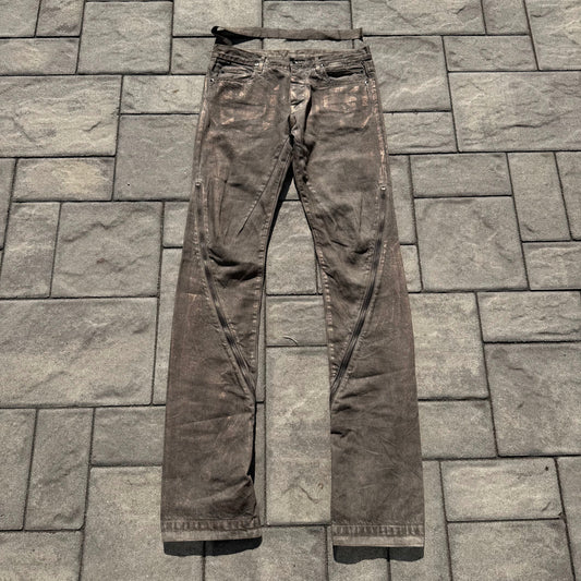 SS09 Rick Owens Gold Wax Banana Cut Denim