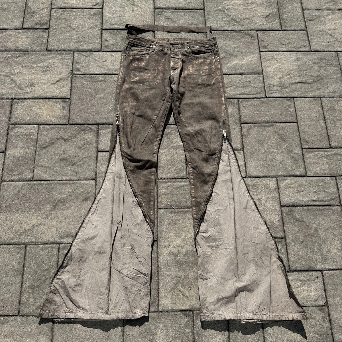 SS09 Rick Owens Gold Wax Banana Cut Denim