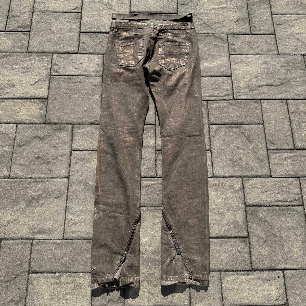 SS09 Rick Owens Gold Wax Banana Cut Denim