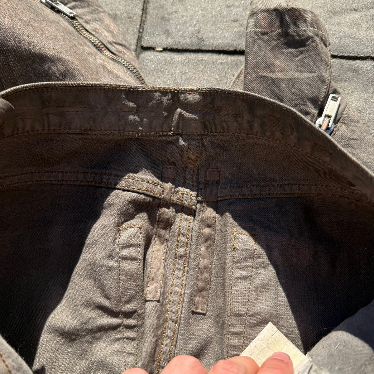 SS09 Rick Owens Gold Wax Banana Cut Denim