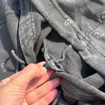AW04 Raf Simons Pocketless Charcoal Paisley Hoodie