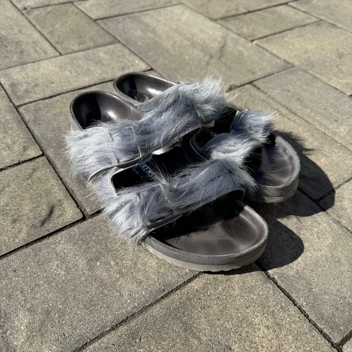 Rick Owens Grey Fur Birkenstock