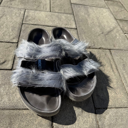 Rick Owens Grey Fur Birkenstock