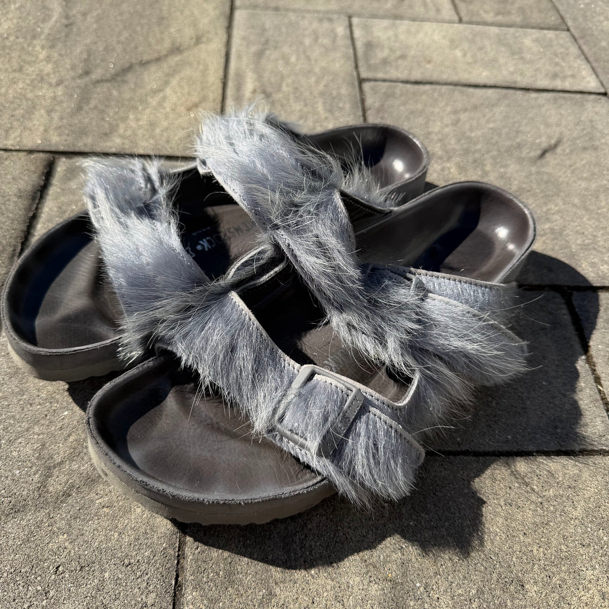 Rick Owens Grey Fur Birkenstock