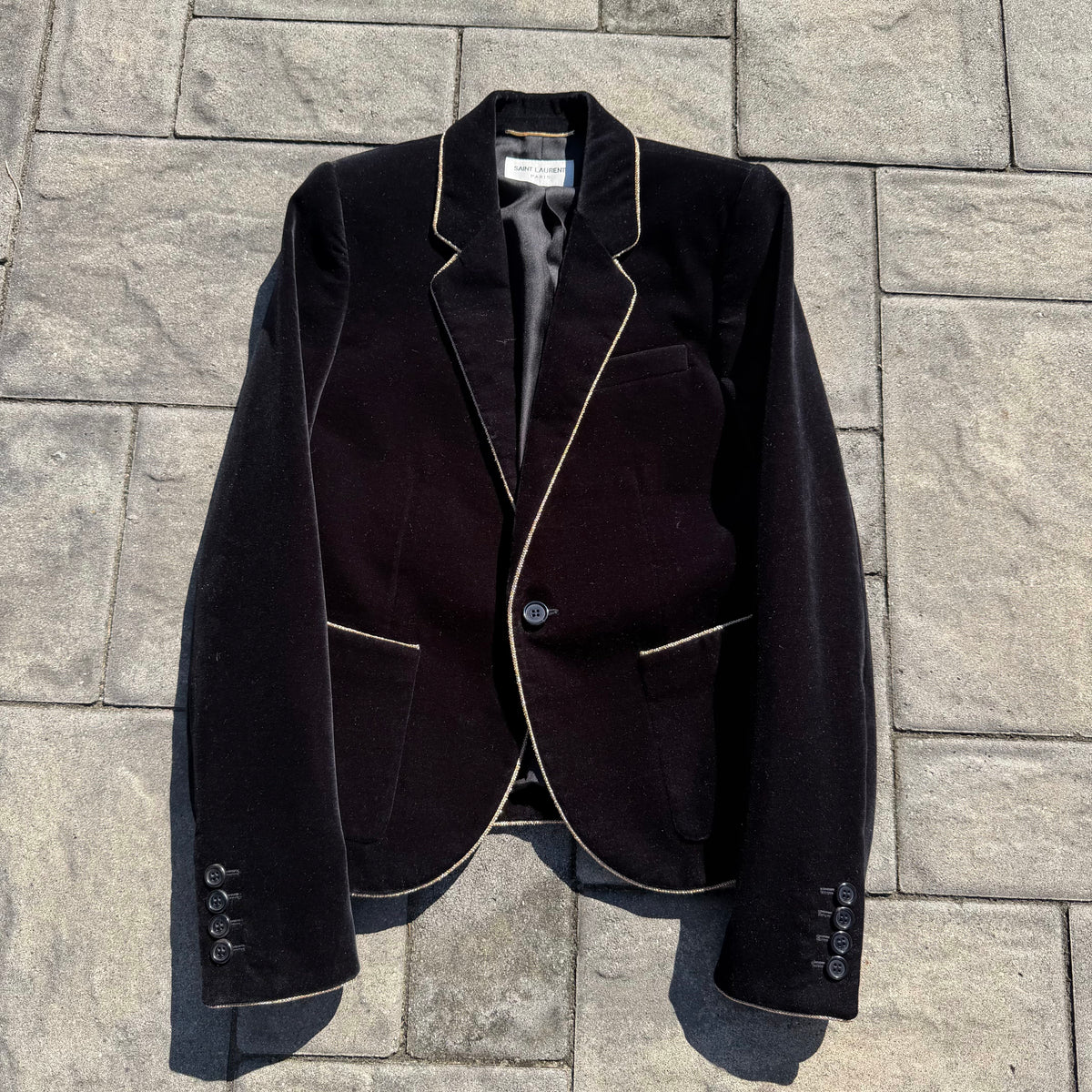 2019 Saint Laurent Paris Gold Trim Velvet Blazer