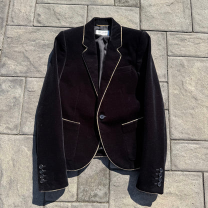 2019 Saint Laurent Paris Gold Trim Velvet Blazer