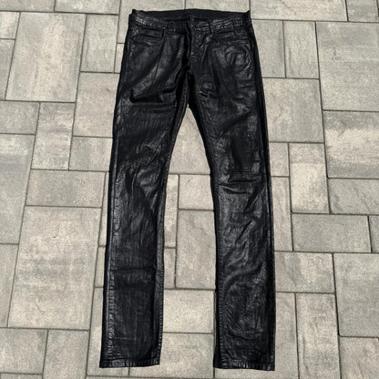 SS15 Rick Owens Black Scrub Waxed Detroit Denim