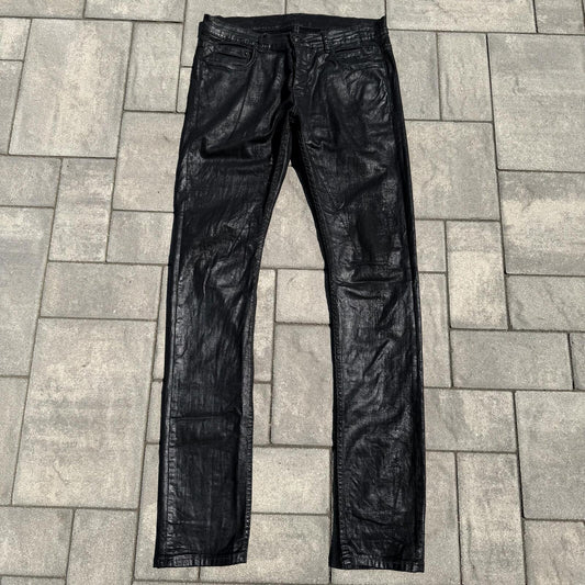 SS15 Rick Owens Black Scrub Waxed Detroit Denim