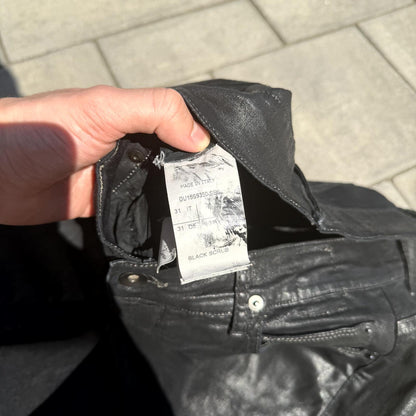 SS15 Rick Owens Black Scrub Waxed Detroit Denim