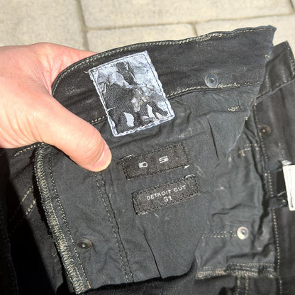 SS15 Rick Owens Black Scrub Waxed Detroit Denim