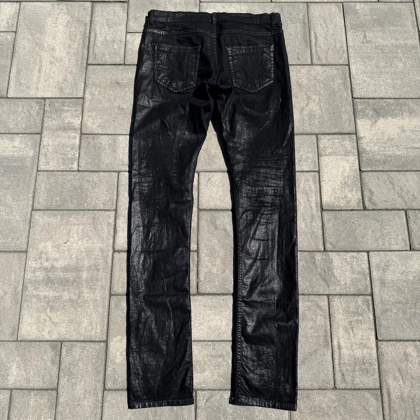 SS15 Rick Owens Black Scrub Waxed Detroit Denim