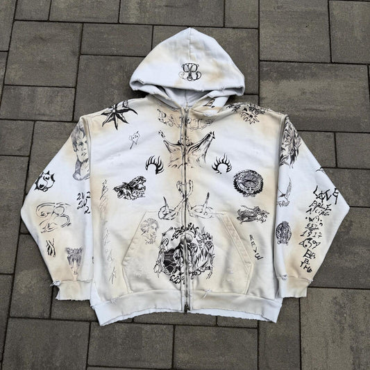 SS24 Balenciaga White Tattoo Hoodie