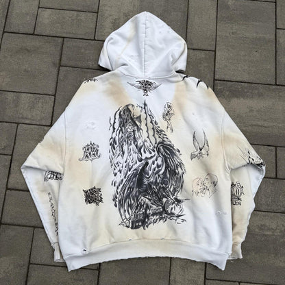 SS24 Balenciaga White Tattoo Hoodie