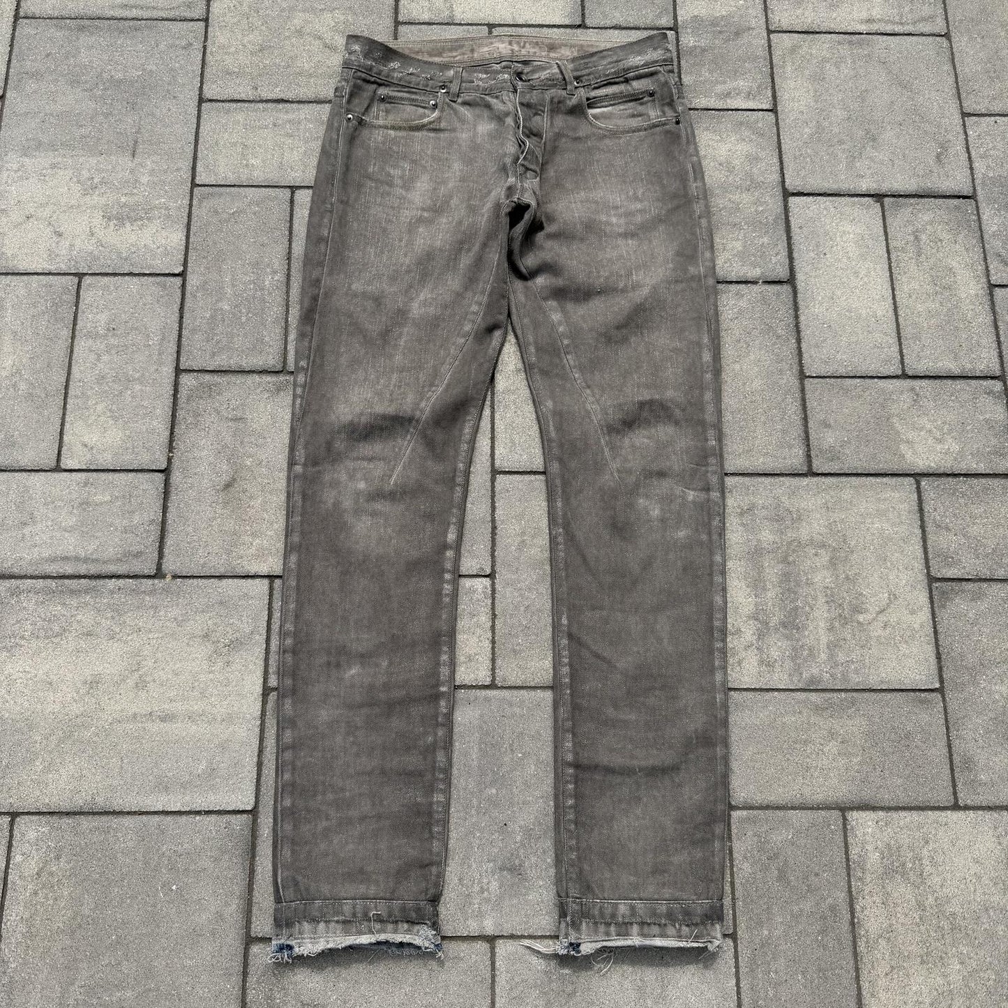 SS09 Rick Owens Silver Wax Detroit Cut Denim
