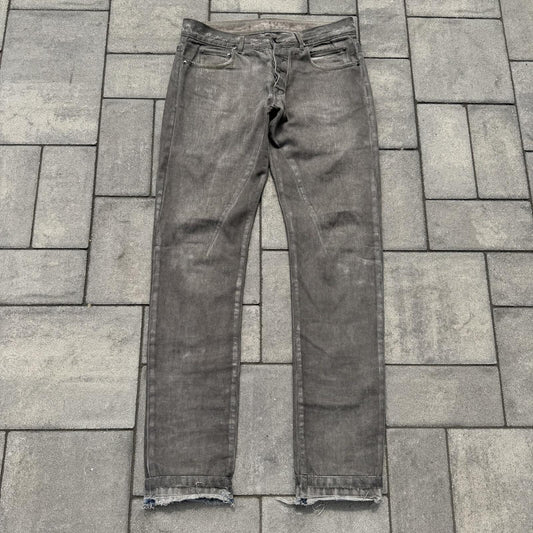 SS09 Rick Owens Silver Wax Detroit Cut Denim