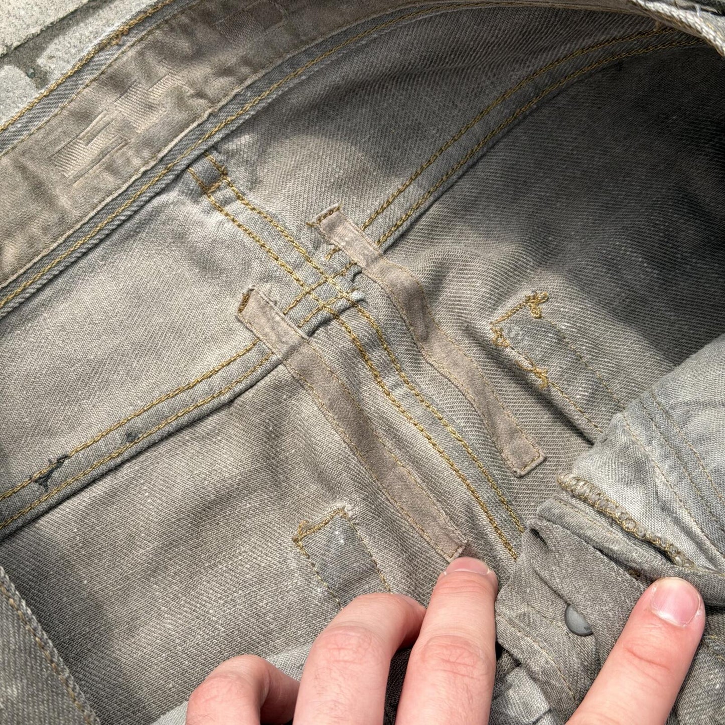 SS09 Rick Owens Silver Wax Detroit Cut Denim