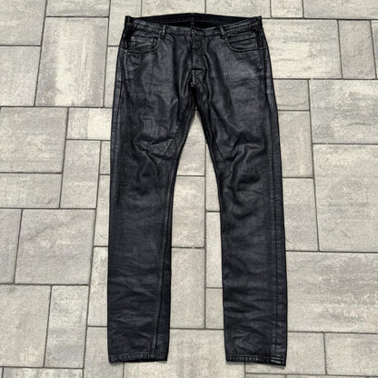 SS16 Rick Owens Black Waxed Detroit Cut Denim