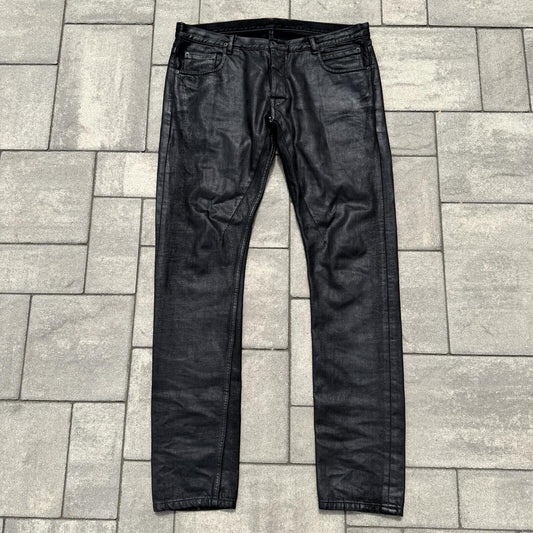 SS16 Rick Owens Black Waxed Detroit Cut Denim