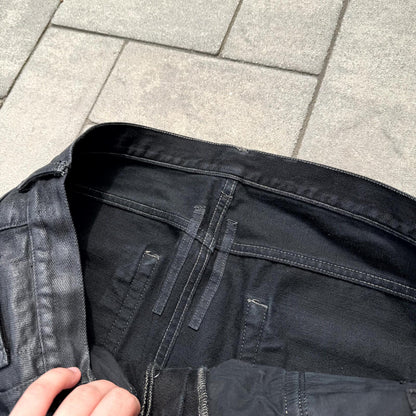 SS16 Rick Owens Black Waxed Detroit Cut Denim