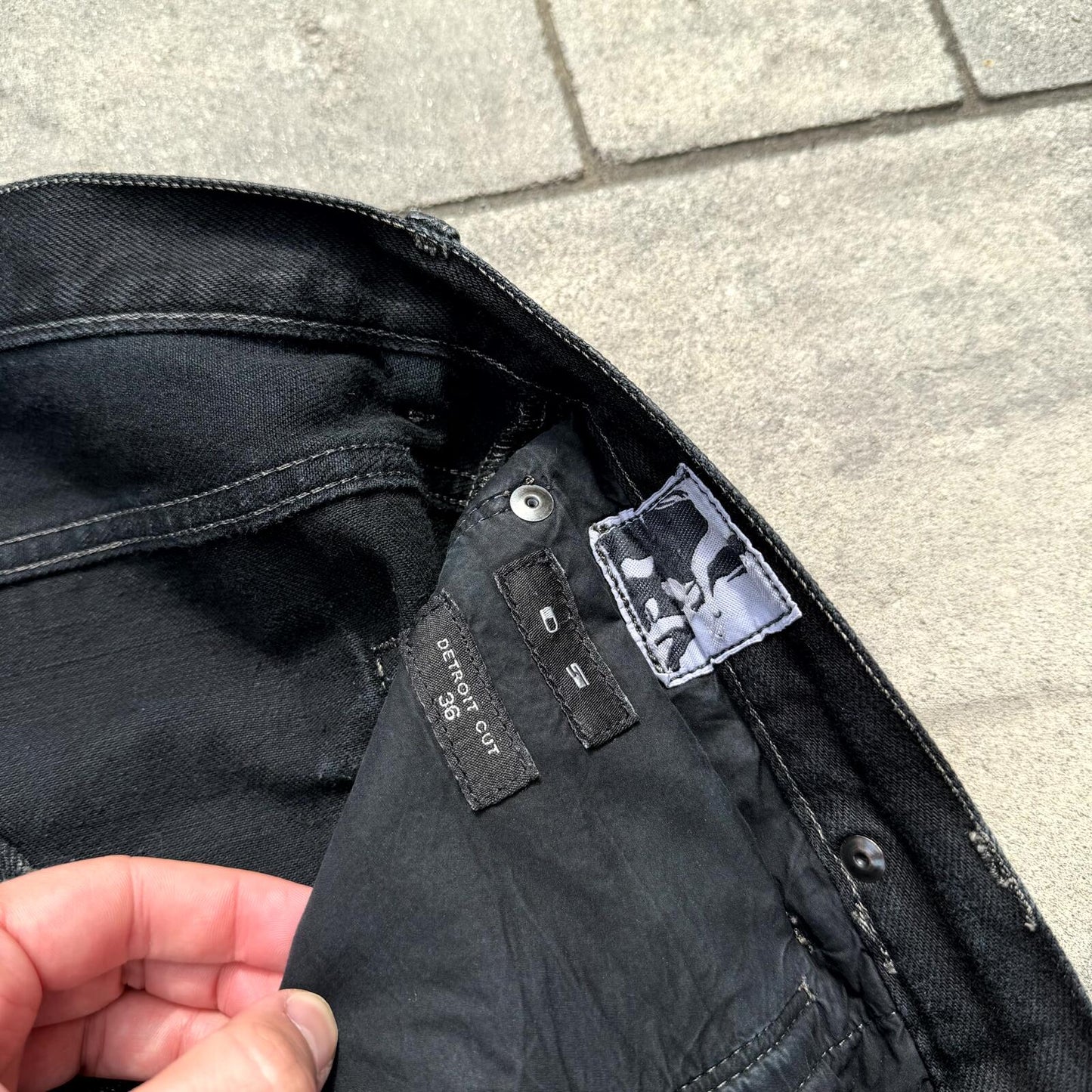 SS16 Rick Owens Black Waxed Detroit Cut Denim