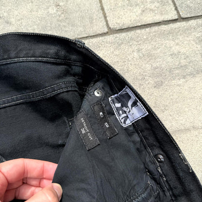 SS16 Rick Owens Black Waxed Detroit Cut Denim