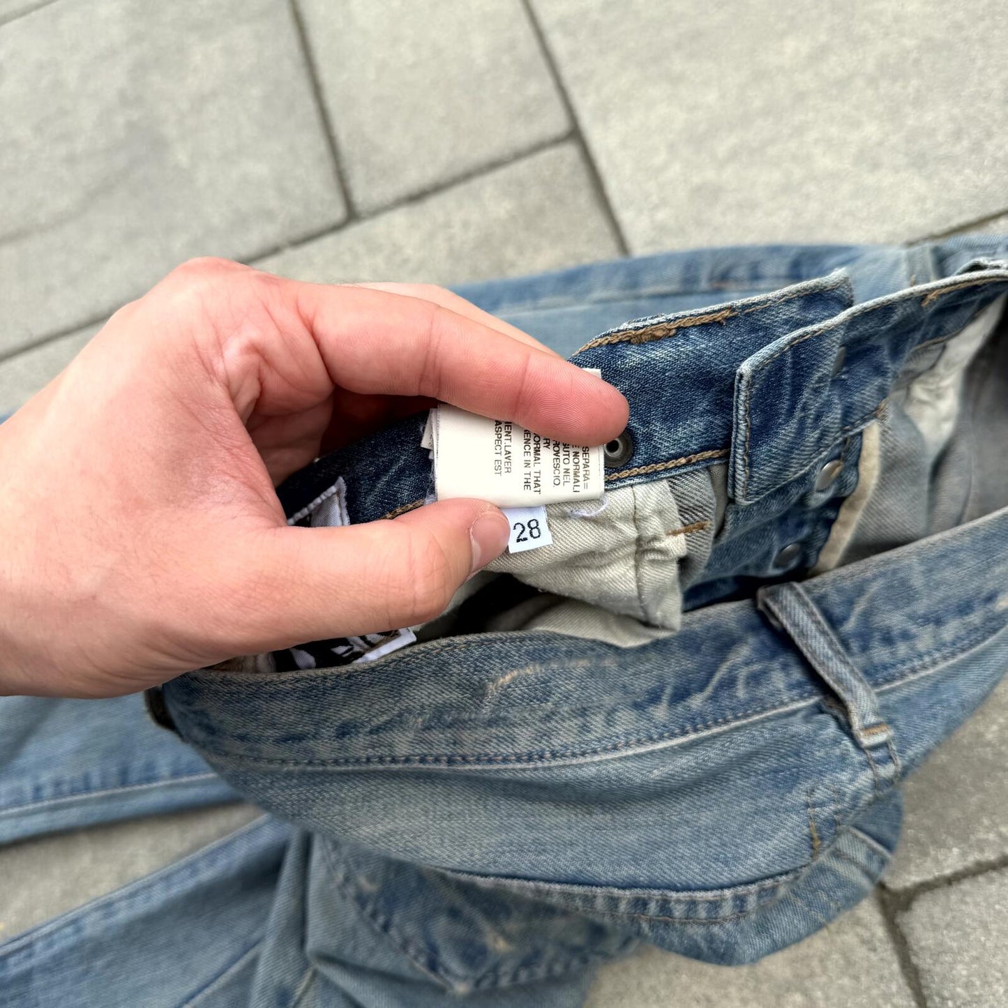 FW07 Rick Owens Blue Wash Detroit Cut Denim