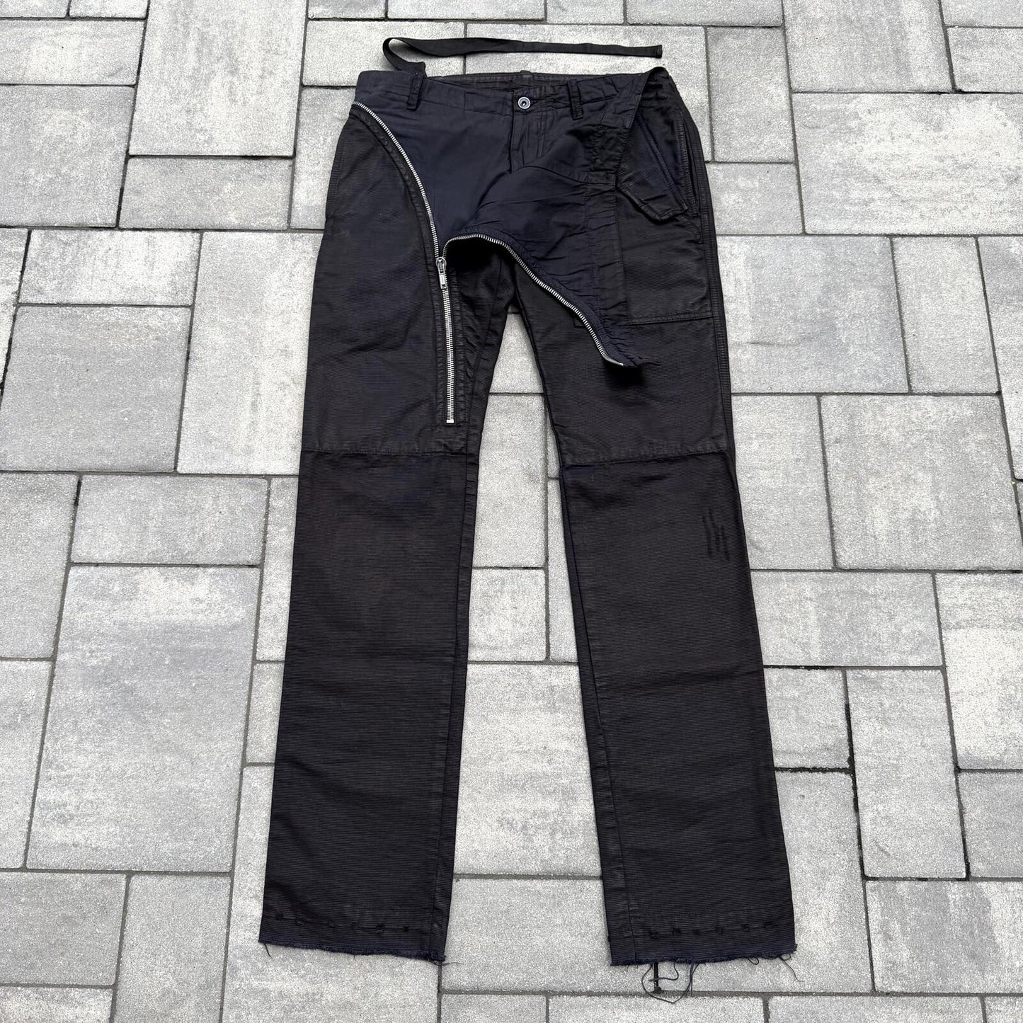 FW08 Rick Owens Black Waxed Double Layer Aircut Denim
