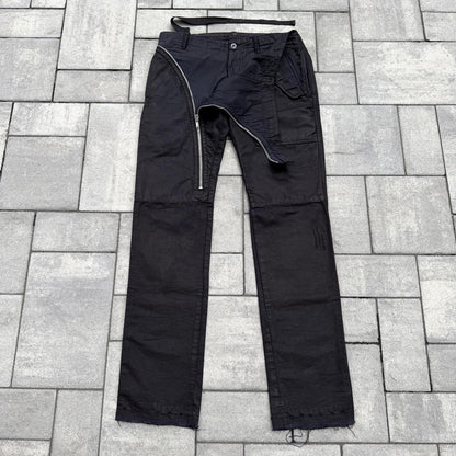 FW08 Rick Owens Black Waxed Double Layer Aircut Denim