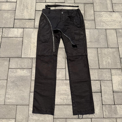 FW08 Rick Owens Black Waxed Double Layer Aircut Denim