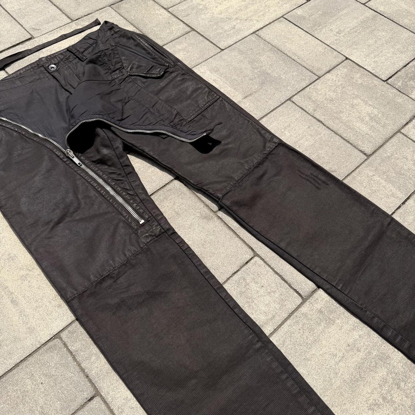 FW08 Rick Owens Black Waxed Double Layer Aircut Denim