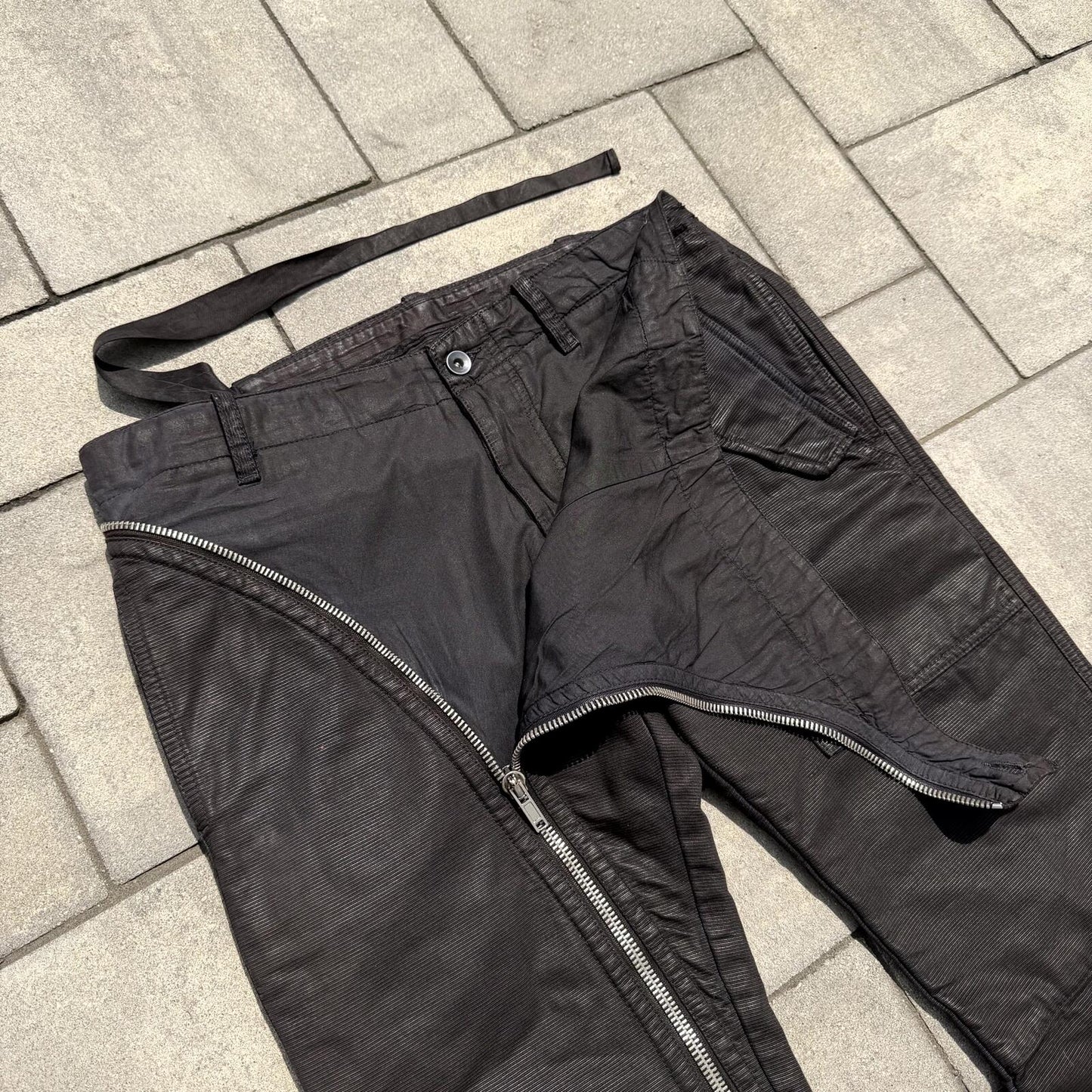 FW08 Rick Owens Black Waxed Double Layer Aircut Denim