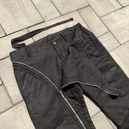 FW08 Rick Owens Black Waxed Double Layer Aircut Denim