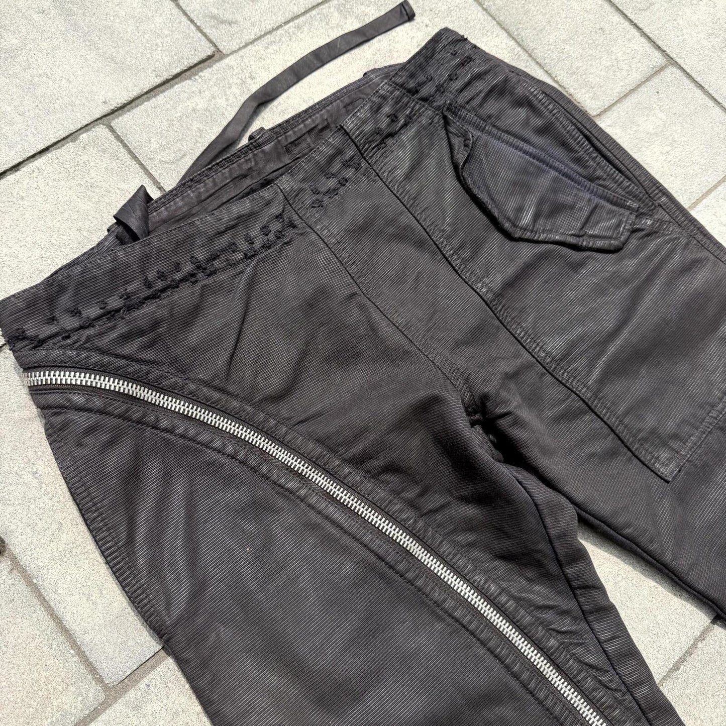 FW08 Rick Owens Black Waxed Double Layer Aircut Denim