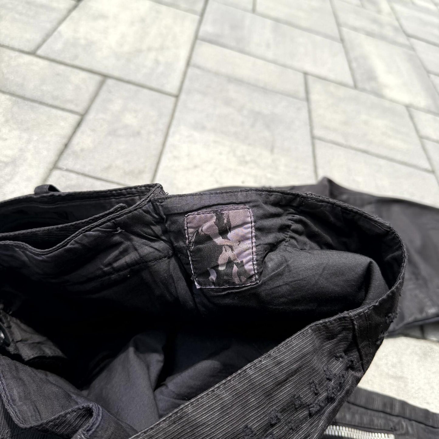 FW08 Rick Owens Black Waxed Double Layer Aircut Denim