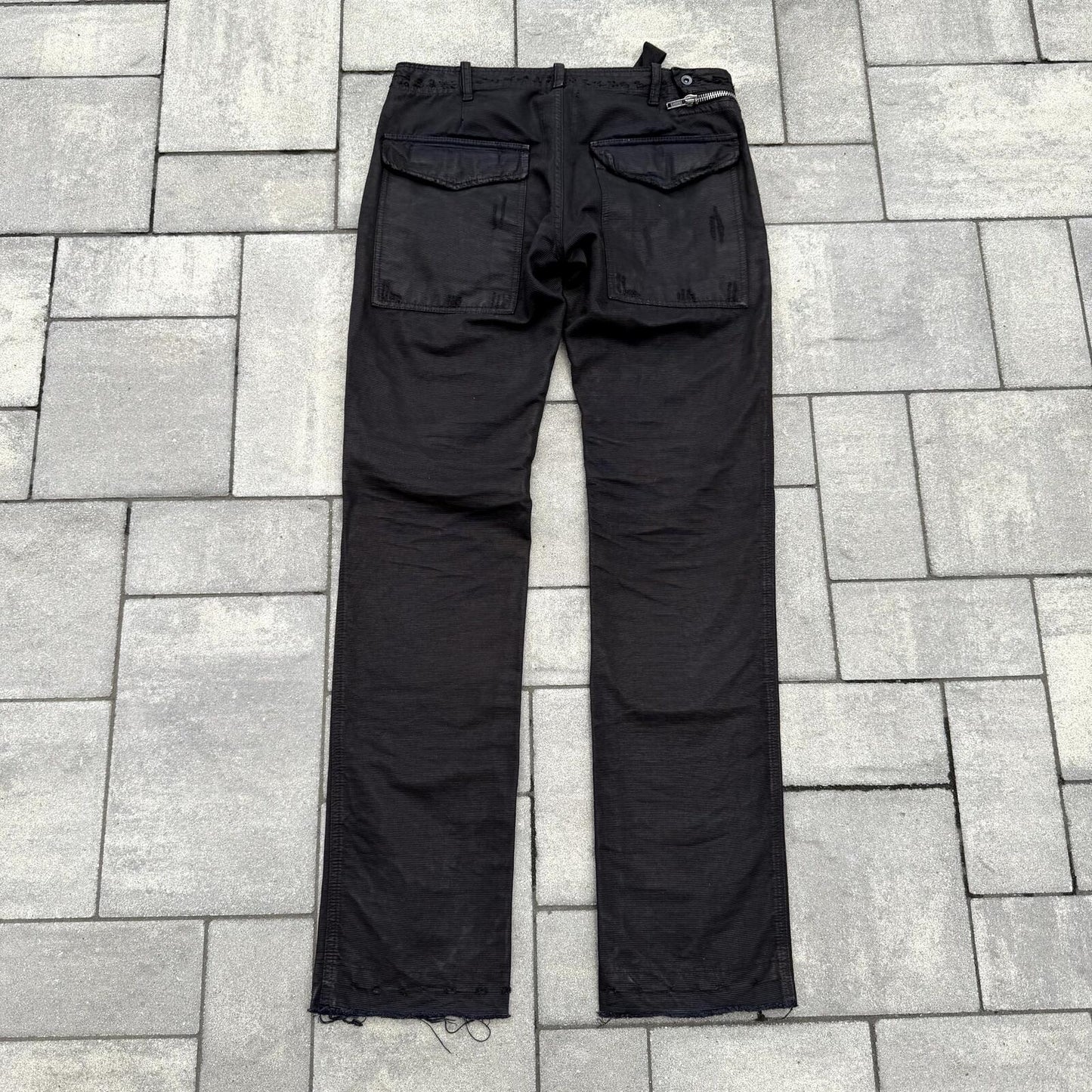 FW08 Rick Owens Black Waxed Double Layer Aircut Denim