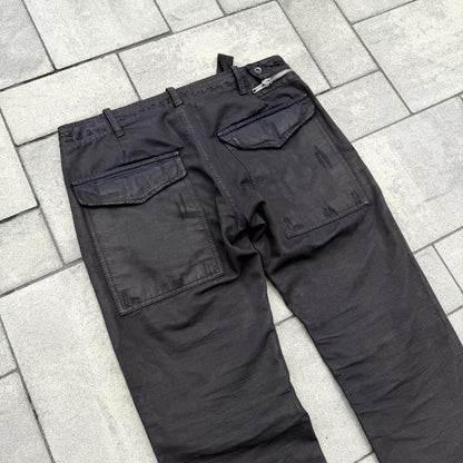 FW08 Rick Owens Black Waxed Double Layer Aircut Denim
