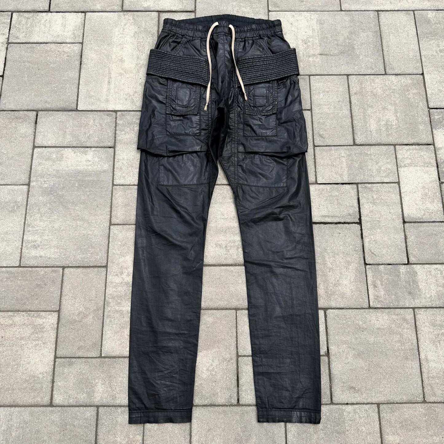 FW12 Rick Owens Black Waxed Creatch Cargos