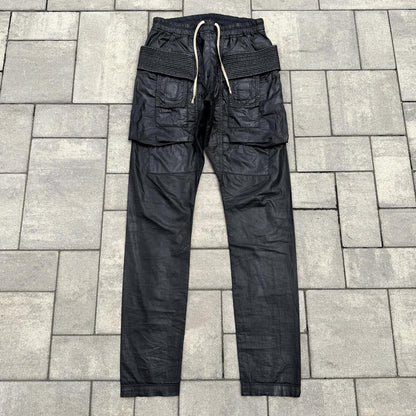 FW12 Rick Owens Black Waxed Creatch Cargos
